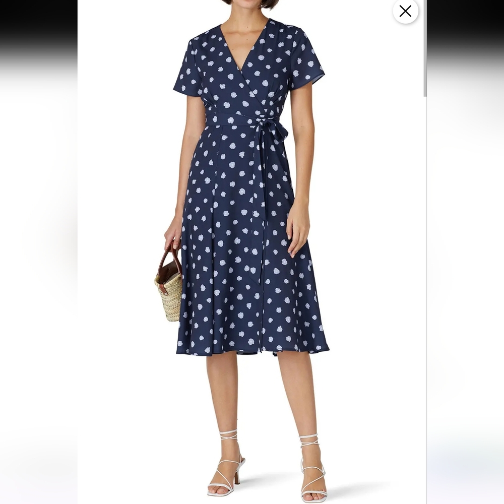 Slate And Willow Navy Ditzy Floral Wrap Dress Size M